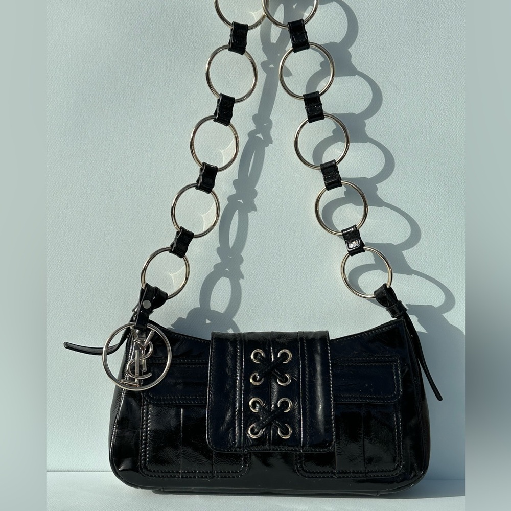 2005 Yves Saint Laurent  
Black Patent Leather YSL Bag
